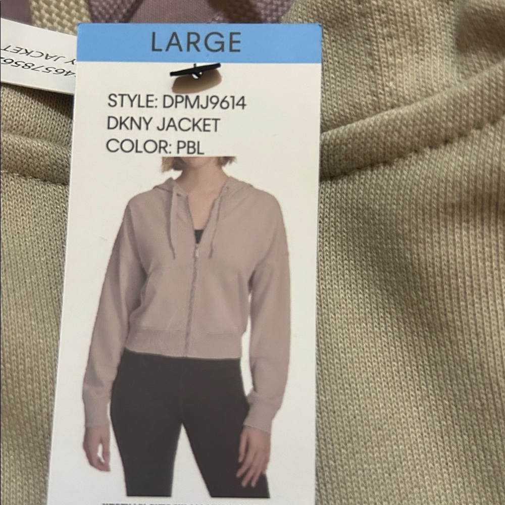 DKNY Pebble Hooded Full Zip Crop Jacket L, NWT